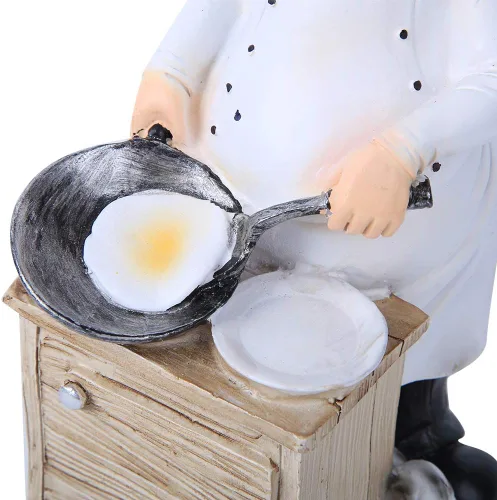 Vista 6 de Oumefar Estatua de chef de resina, adorno decorativo de cocinero, decoración de cocina, figura coleccionable para el hogar, cocina, restaurante