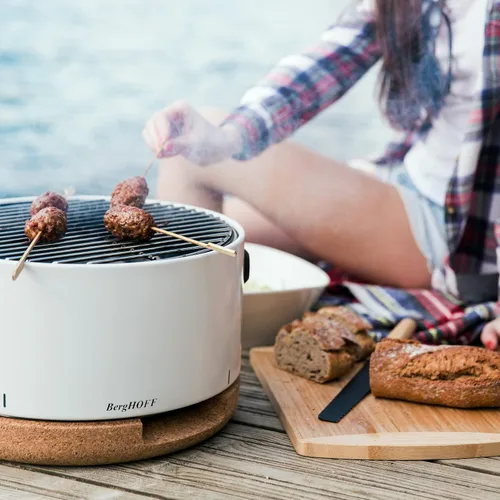 Vista 8 de BergHOFF LEO - Parrilla portátil para barbacoa de mesa con base resistente al calor, correa fácil de transportar y asas desmontables, elementos