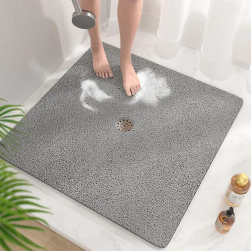 Vista 17 de HITSLAM - Tapete cuadrado para ducha, de 24 x 24 pulgadas, tapete de baño antideslizante para bañera, tapetes de baño de alcachofa de PVC suave