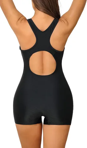 Vista 110 de beautyin - Traje de baño para mujer, traje de baño aeróbico y de competición de una pieza, estilo pantalón corto