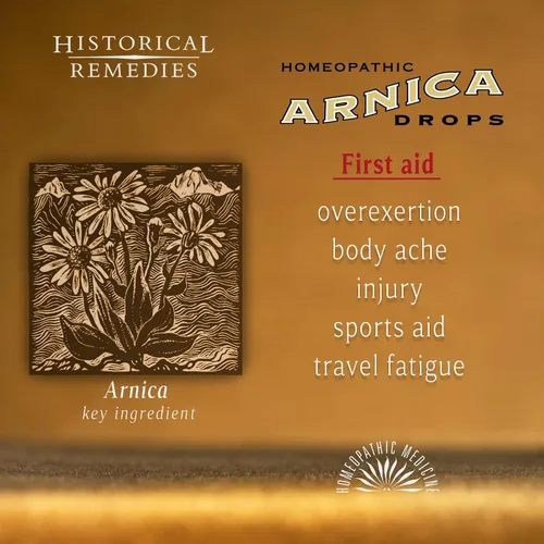 Vista 4 de Gotas de árnica (paquete de 3) Remedio homeopático de primeros auxilios para lesiones, dolor muscular y fatiga Sabor orgánico a mandarina