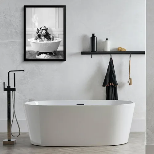 Vista 6 de Framed Wall Art for Bathroom Decor Chimpanzee in the Bathtub Wall Art Black and White Wall Art Funny for Bathroom Wall Decor Humor Posters Animals