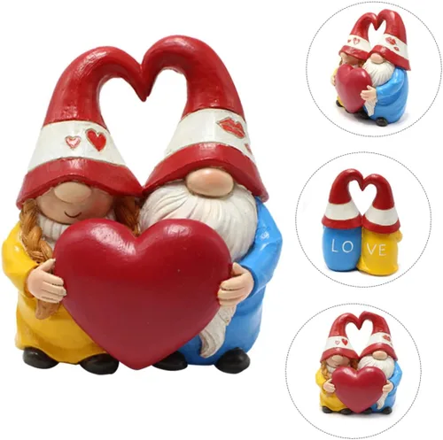 Vista 8 de YARNOW 3pcs Garden Couple Ornaments Wedding Couple Figurines Gnome Sculpture Nomes Gnome Couple Figurine Garden Elf Statue Garden Nome Garden