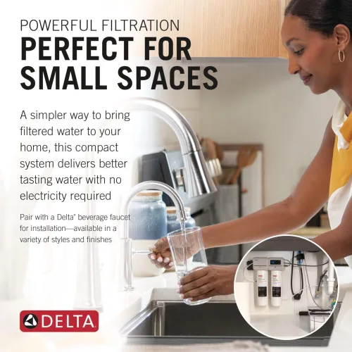 Vista 5 de Sistema de filtro de agua Delta Clarifi Advanced de 2 etapas bajo el fregadero, filtro de agua para grifo de bebidas del fregadero de cocina