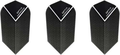 Vista 3 de Optix 3 juegos de dardos delgados Harrows más 1 juego de protectores de vuelo de dardos de aluminio Negro
