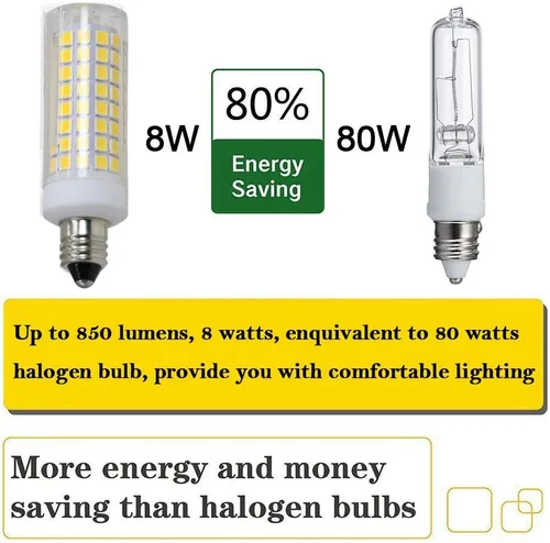 Vista 3 de Paquete de 4 bombillas LED E11, luces de repuesto halógenas equivalentes a 90 W, regulable, base de mini candelabro, 800 lúmenes, blanco cálido