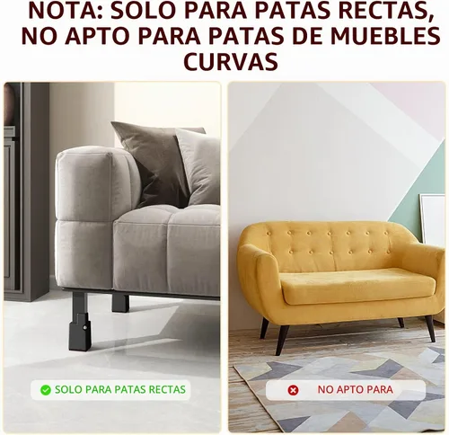 Vista 5 de Elevadores de cama de 4 pulgadas con abrazadera de tornillo ajustable, paquete de 4, color negro
