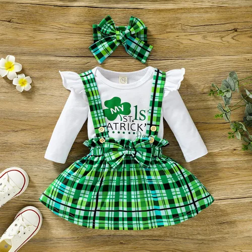 Vista 2 de Conjunto de ropa con tirantes a cuadros para el día de San Patricio
