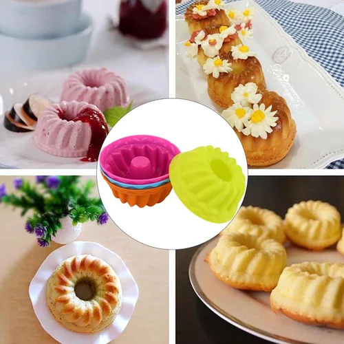 Vista 4 de 12 tazas pequeñas de calabaza para tartas, moldes de silicona para hornear mini moldes antiadherentes para donas magdalenas, magdalenas, tubo