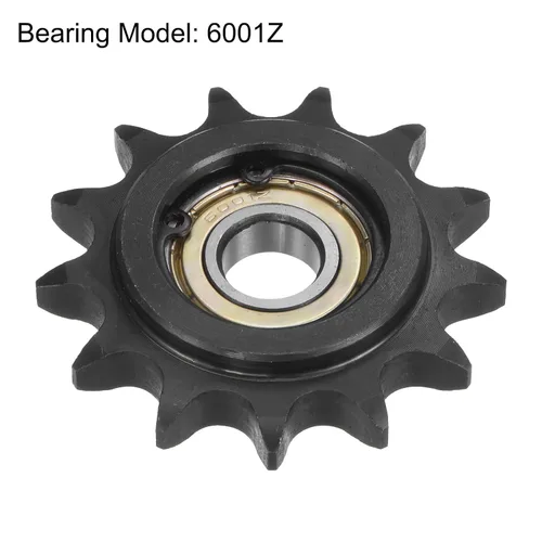 Vista 3 de uxcell Piñón tensor de cadena #40, diámetro de 0.472 in, tensor de 13 dientes de paso de 1/2 pulgadas, acero al carbono C45 acabado con óxido negro