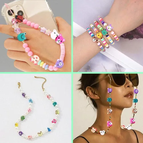 Vista 7 de 200 cuentas de arcilla de animales, cuentas de arcilla polimérica para pulseras, collares, joyería (animal)