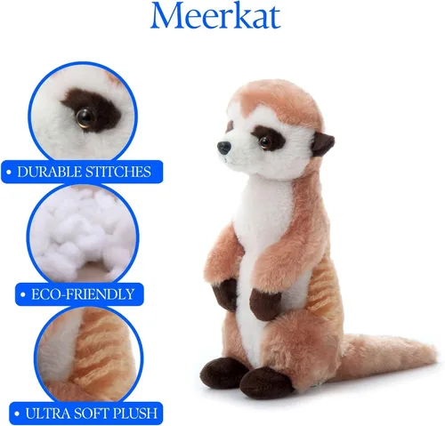 Vista 9 de The Petting Zoo Suricata de peluche, regalos para niños, animales salvajes del zoológico Onez, juguete de peluche de suricata de 12 pulgadas