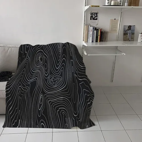 Vista 4 de Manta de forro polar para sofá cama, vista superior abstracta topográfica, mantas y mantas de microfibra suave para sofá de viaje, líneas