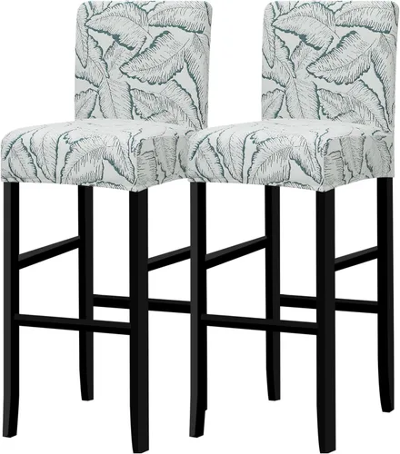 Vista 16 de Lellen Juego de 2 fundas para taburetes de bar, fundas jacquard para taburetes de bar, fundas deslizables elásticas para taburetes de bar