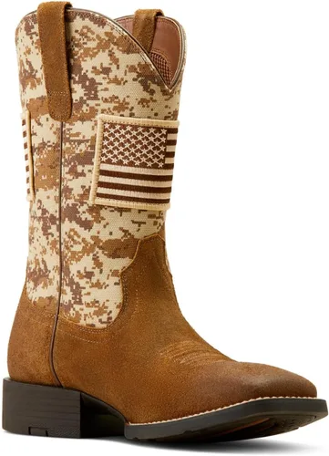 Vista 5 de Ariat - Botas deportivas para hombre, diseño de puntera redonda Gamuza moca antigua/estampado de camuflaje arena
