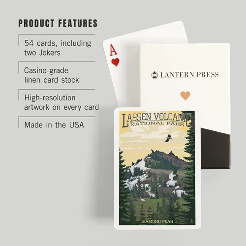 Vista 3 de Lantern Press Lassen Volcanic National Park, California, Diamond Peak (52 cartas de juego, baraja de cartas de tamaño póquer con comodinos)
