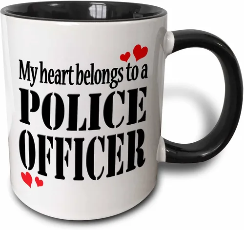 Vista 11 de 3dRose Taza de cerámica My heart belongs to a policer, azul/blanco