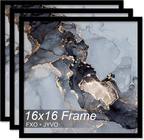 Vista 64 de Fxojyvo Marco de 4 x 4 pulgadas, marco negro para póster cuadrado de 4 x 4, peso ligero y altamente transparente, marco de 4 x 4 para pared, 1