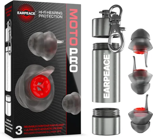 Vista 7 de EarPeace Tapones para los oídos para motocicleta, reutilizables, de alta fidelidad para moto, protección auditiva para deportes de motor, trabajo