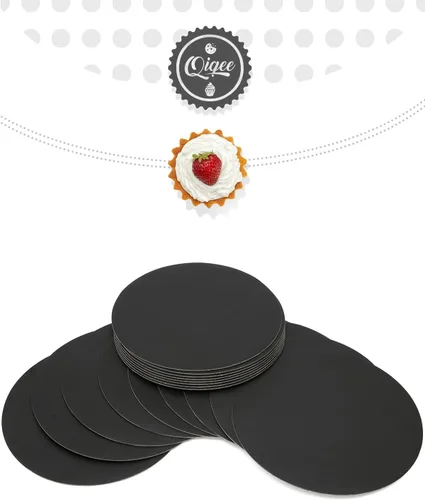 Vista 3 de qiqee 40 paquetes de tableros para tartas redondos de 12 pulgadas, base circular de cartón de grado alimenticio negro