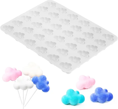 Vista 10 de Kichvoe Molde de silicona con forma de nube de 36 cavidades, multifunción, para caramelos, gelatina, chocolate, antiadherente, resistente al calor