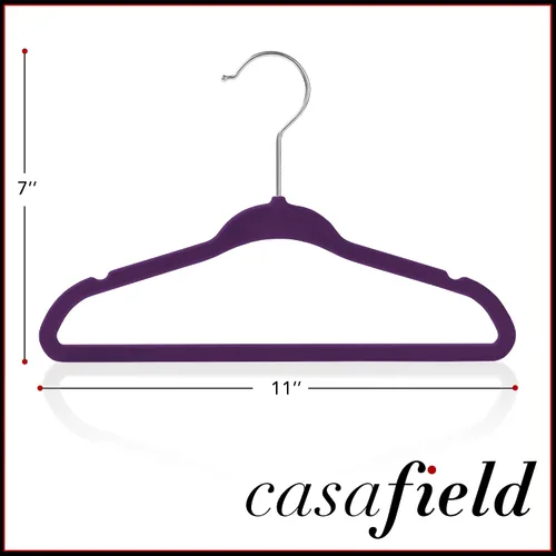 Vista 5 de Casafield 50 Perchas de Terciopelo para Bebé - Tamaño de 11" para Ropa de Bebés y Niños Pequeños - Morado