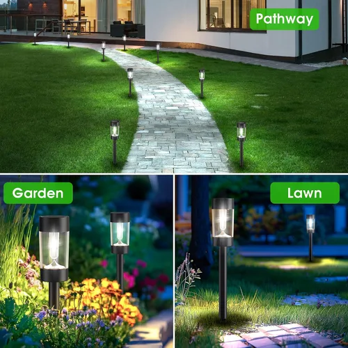 Vista 5 de Eyrosa Solar Lights Outdoor, 8 Pack Waterproof Solar Landscape Lighting for Pathway Garden Yard Path Walkway Driveway Lawn Patio Outside Decor, Cool