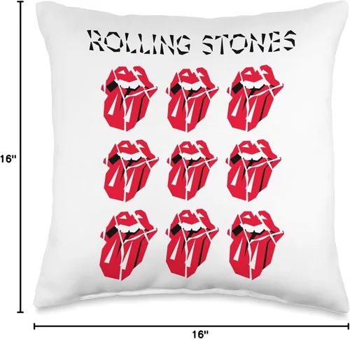 Vista 4 de The Rolling Stones - Almohada oficial HD con múltiples lenguas, 16 x 16 pulgadas, multicolor