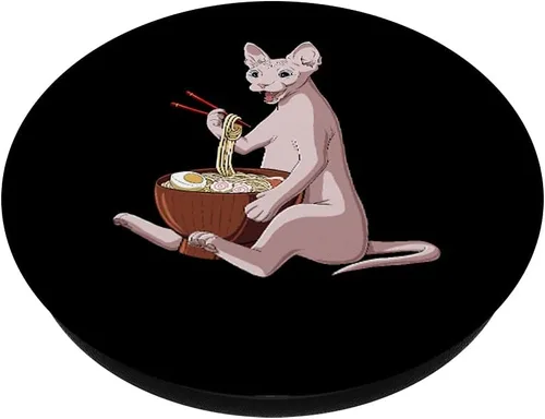 Vista 2 de Kawaii Ramen - Cuenco de fideos japoneses, diseño de gato con esfinge, color negro
