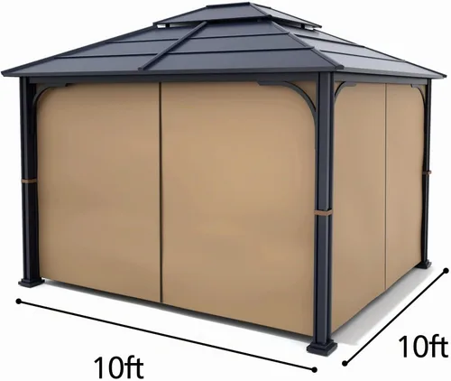 Vista 2 de Cortina Universal de Repuesto para Privacidad de Gazebo - Wonwon Panel de Privacidad con Toldo y Cierre para Gazebo al Aire Libre de 10 x 10 Pies