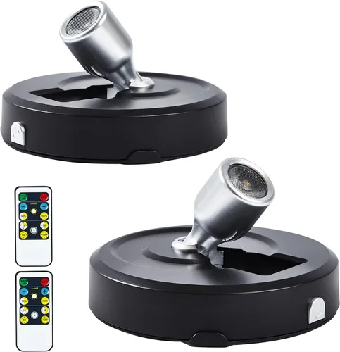 Vista 12 de Foco inalámbrico a pilas con control remoto, paquete de 2 luces para debajo del armario con función de temporizador para debajo del mostrador