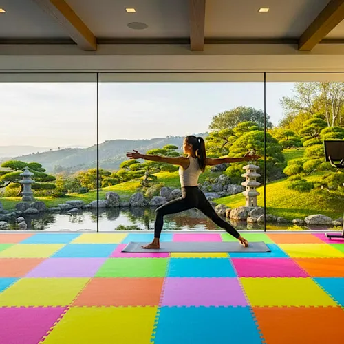 Vista 3 de Alfombra para juegos gigante Poco Divo 36-SQFT, alfombrilla para 9 azulejos fácil configuración alfombra de espuma Eva sólida piso de bloqueo
