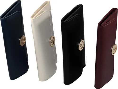 Vista 6 de SexySandbox Cartera de piel de tres pliegues para mujer, organizador de tarjetas de crédito, chequera con bolsa con cremallera