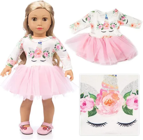 Vista 2 de 7 juegos de ropa de muñeca de 18 pulgadas, regalos y accesorios, Mickey, ropa de muñeca de unicornio para muñeca estadounidense de 18 pulgadas