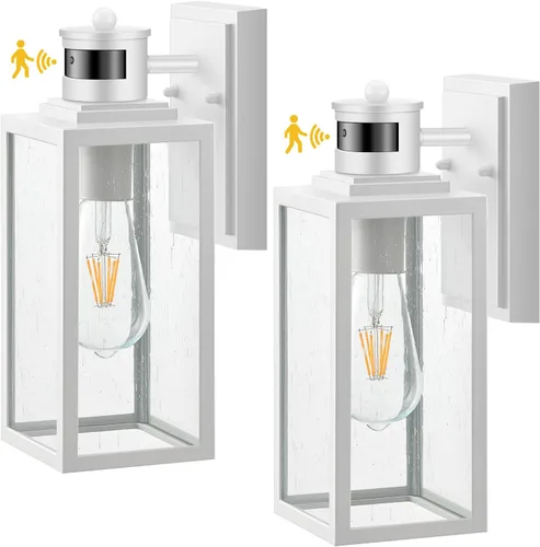 Vista 27 de VIANIS Lámpara de pared dorada para exteriores, sensor de anochecer a amanecer, apliques de montaje en pared exterior linternas luminaria para casa