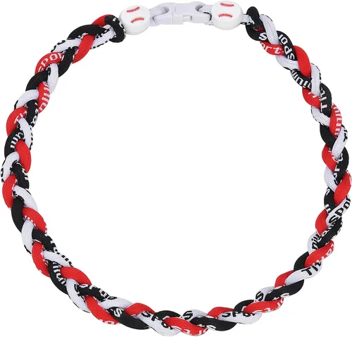 Vista 24 de Collar de béisbol de 18 pulgadas, regalos de goteo de béisbol, collares deportivos de tres trenzas, collares de titanio Tornado de cuerda deportiva