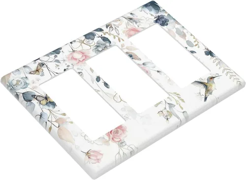 Vista 20 de Decorative Outlet Covers Blue Background White Cat Daisy Floral 2-Gang 1-Gang Wall Plate Single Toggle/Rocker Farmhouse Style Light Switch Covers