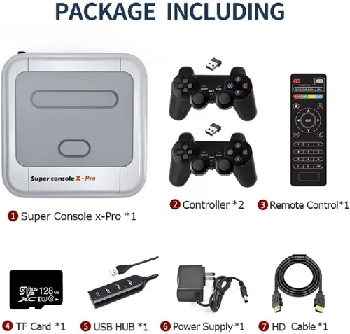 Vista 7 de Kinhank Consola de juegos retro de 128 GB Super Console X PRO incorporada más de 95000 juegos sistemas de consola de videojuegos para salida 4K TV