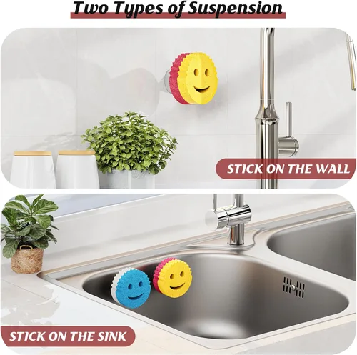 Vista 6 de Kontoyo - Soporte de esponja para fregadero de cocina, organizador de lavabo con instalación de ventosa para cocina/baño, autodrenaje, organizador
