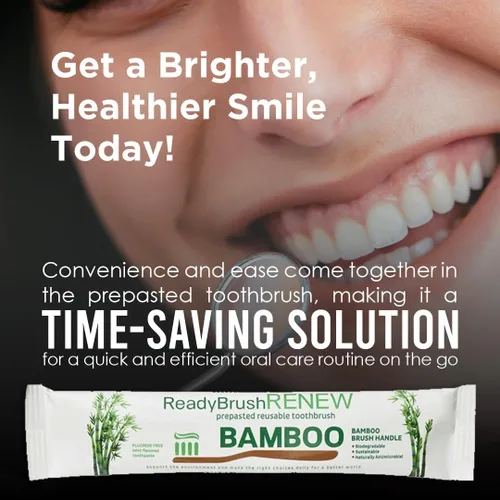 Vista 5 de ReadyBrush - Cepillos de dientes de bambú reutilizables prepegados, solución de cuidado bucal todo en uno para una sonrisa fresca y saludable