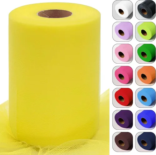 Vista 7 de Rollos de tela de tul verde ácido de 6 pulgadas por 100 yardas (300 pies) Cinta de tul para tutú, falda, envoltorio de regalo, decoración de boda