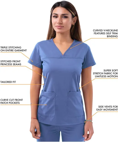 Vista 3 de Adar Pro - Ropa quirúrgica para mujer, camisa con cuello en V