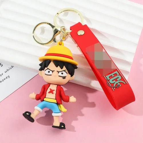 Vista 8 de Llavero con diseño de anime de una pieza, Luffy Law Sanji con colgante de acrílico y accesorios de regalo para hombres y niños, S