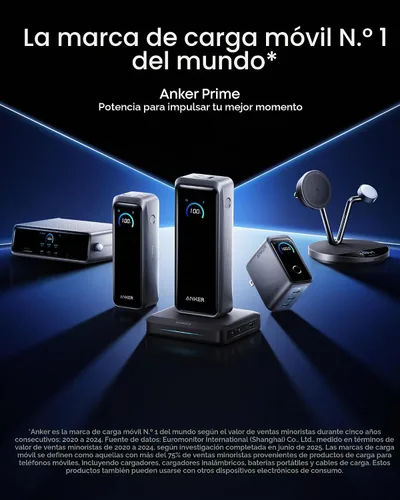 Vista 7 de Cargador Anker Prime, Bloque de Carga GaN USB C Compacto de 160W con 3 Puertos, Pantalla Inteligente y Control Táctil, Carga Máxima de 140W a Través