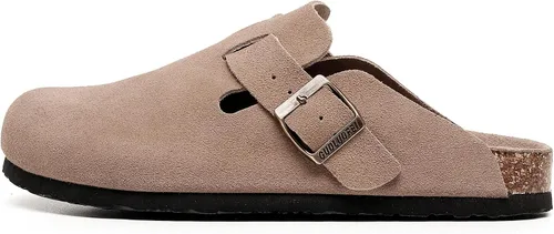 Vista 4 de Zuecos para mujer, Zuecos para mujer - Mules de casa con soporte de arco y hebilla ajustable