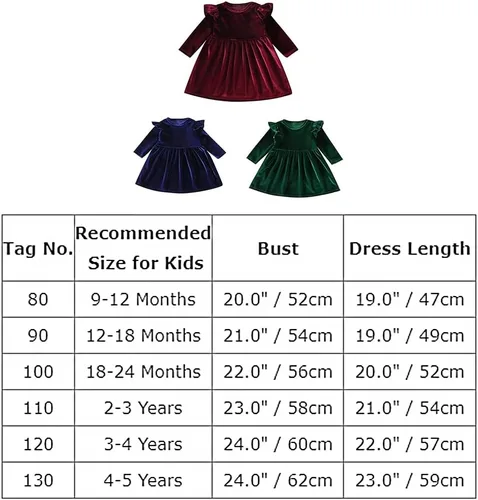 Vista 7 de IMEKIS Vestido de terciopelo de Navidad para niñas pequeñas, vestido de fiesta para bebés, otoño, invierno, volantes, manga larga, vestido de noche