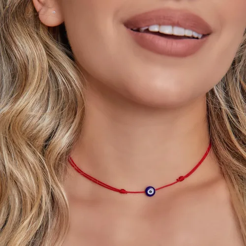 Vista 28 de Lucky Evil Eye Bracelet, Choker & Anklet – Red and Black String Protection Talisman Minimalist Mal de Ojo Jewelry for Good Luck