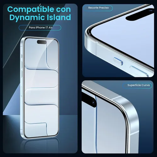 Vista 6 de Fotbor Compatible con 3 protectores de pantalla de iPhone Air con 1 juego de protector de lente de cámara, actualización 2025 9H+ vidrio templado