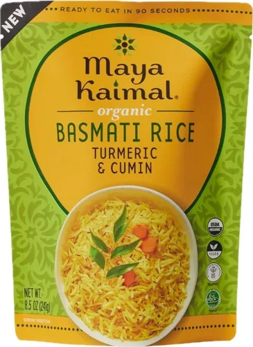 Vista 11 de Maya Kaimal Arroz Basmati orgánico naturalmente marrón, listo para comer, totalmente cocido, vegano, certificado orgánico, sin OMG, sin gluten, 8.5