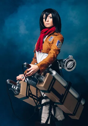 Vista 6 de Deluxe Attack on Titan Mikasa Costume Cosplay Halloween Costume for Women